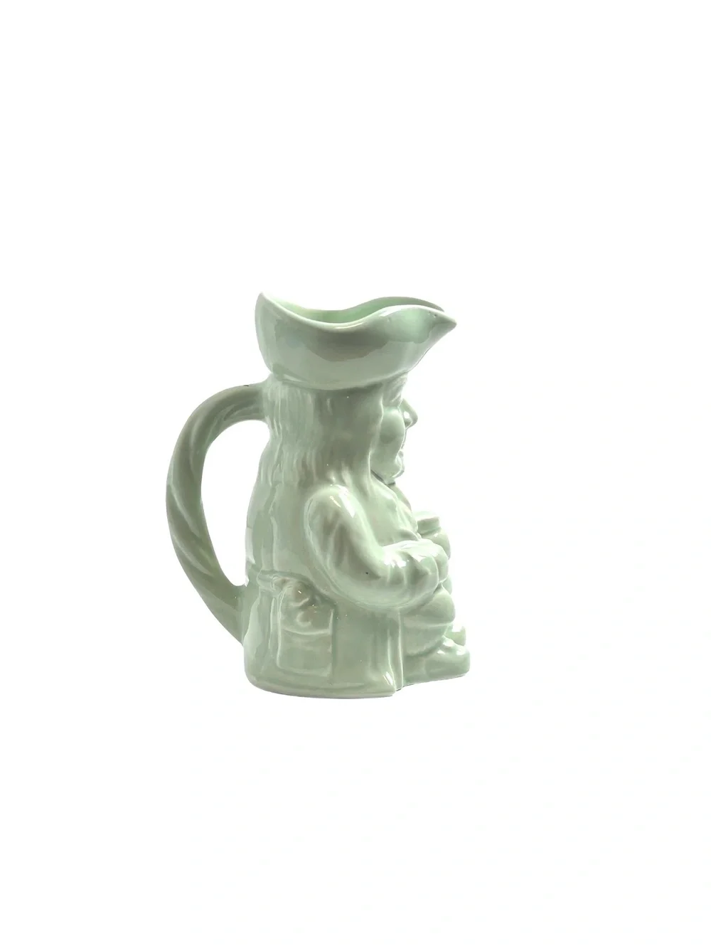 Antique Thomas Cone Pottery “Toby Jug” in Light Green